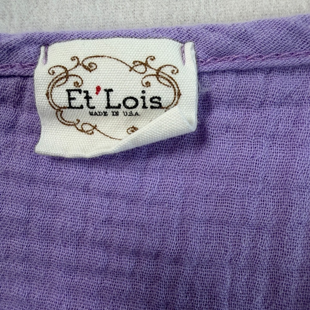 Et Lois Womens Tunic Top Sz M Purple Gauze Oversized Boho Cottage Pockets Lagom - Picture 5 of 6